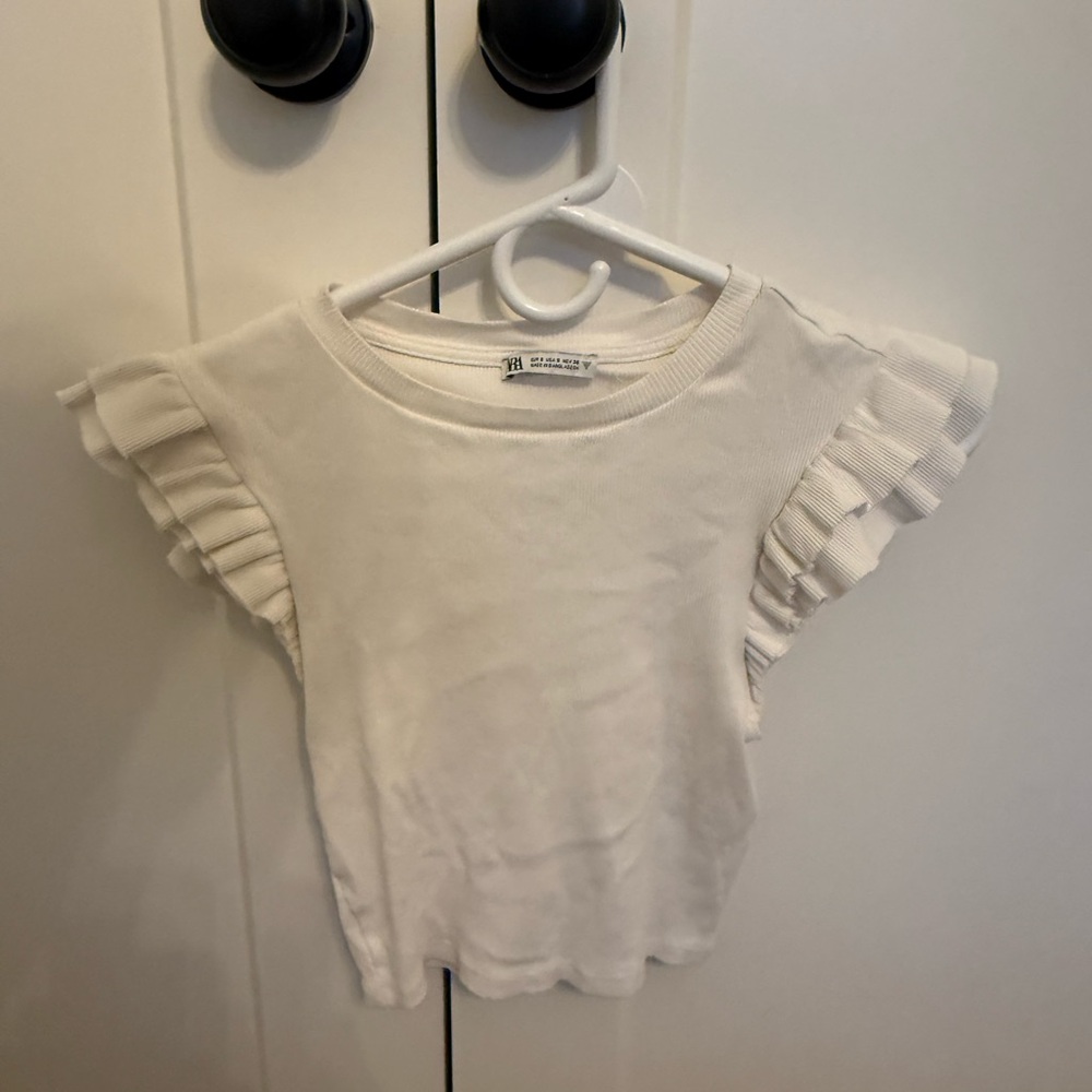 Zara Cream Ruffle Sleeve Blouse
